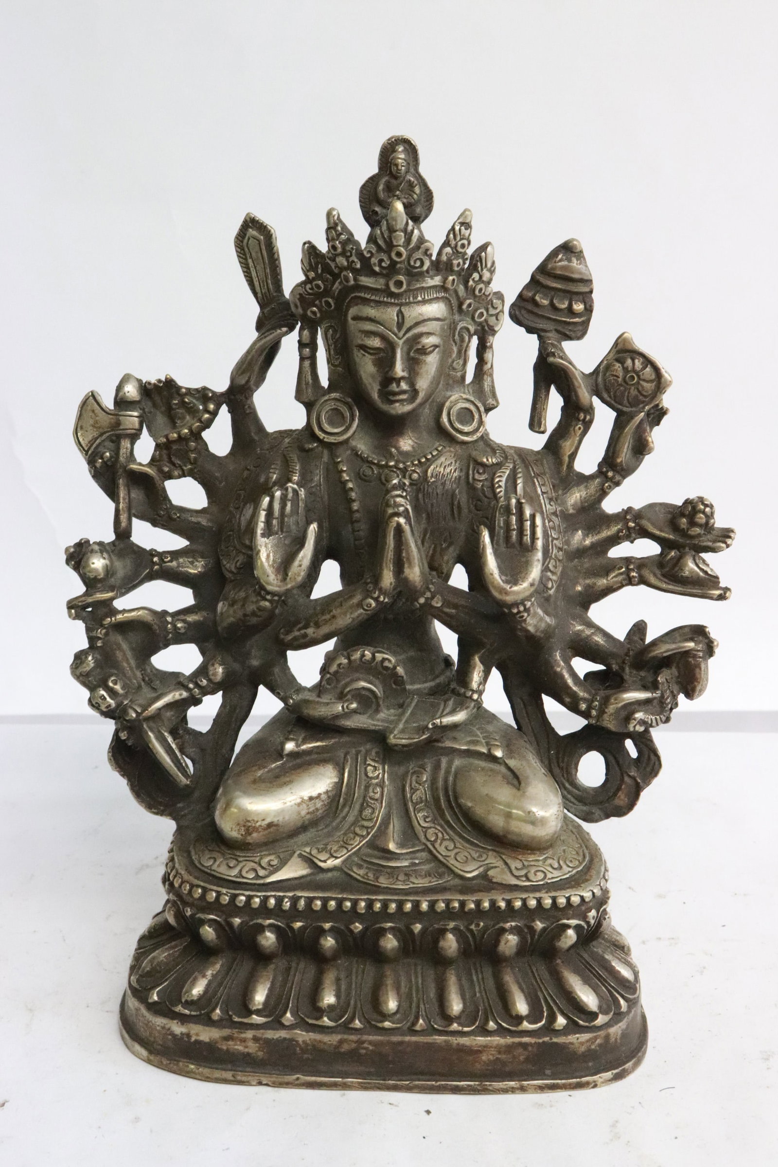 White bronze sculpture of deity: White bronze sculpture of deity, 7.2"H