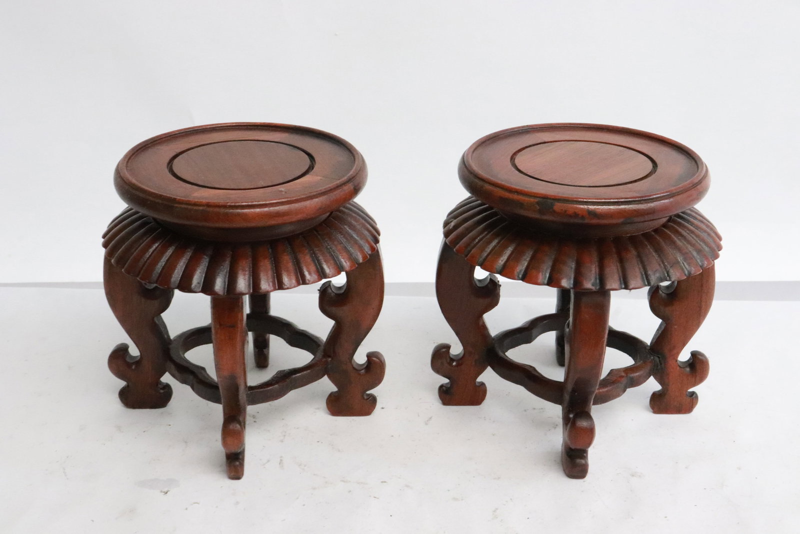 Pair wood table top stands - 2