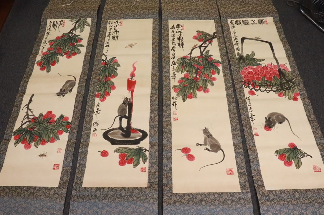 4 Chinese prints scrolls (1 of 9)