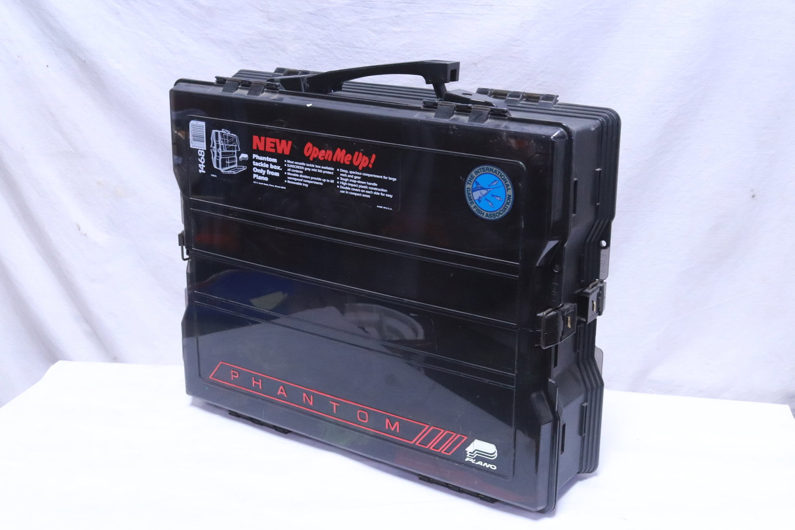 Phantom double sided tackle box w/ lots of tackles: Fine Phantom double sided tackle box with lots of tackles, 15.8"x19.5"x5.8"