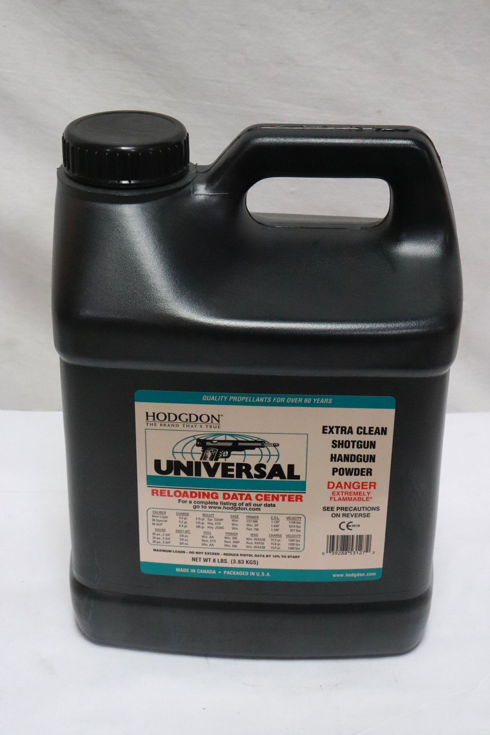 Hodgdon 8 LBs extra clean shotgun/ handgun powder bottle: Hodgdon 8 LBs extra clean shotgun/ handgun powder bottle, NO shipping for this lot, local pickup only