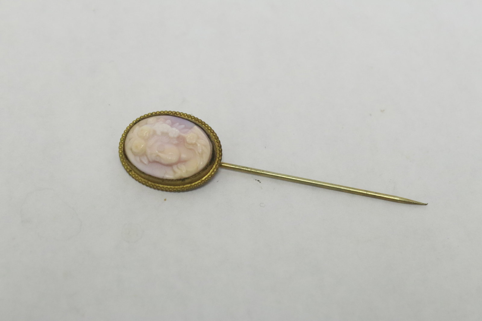 Victorian stick pin with coral carved cameo (1 of 4)