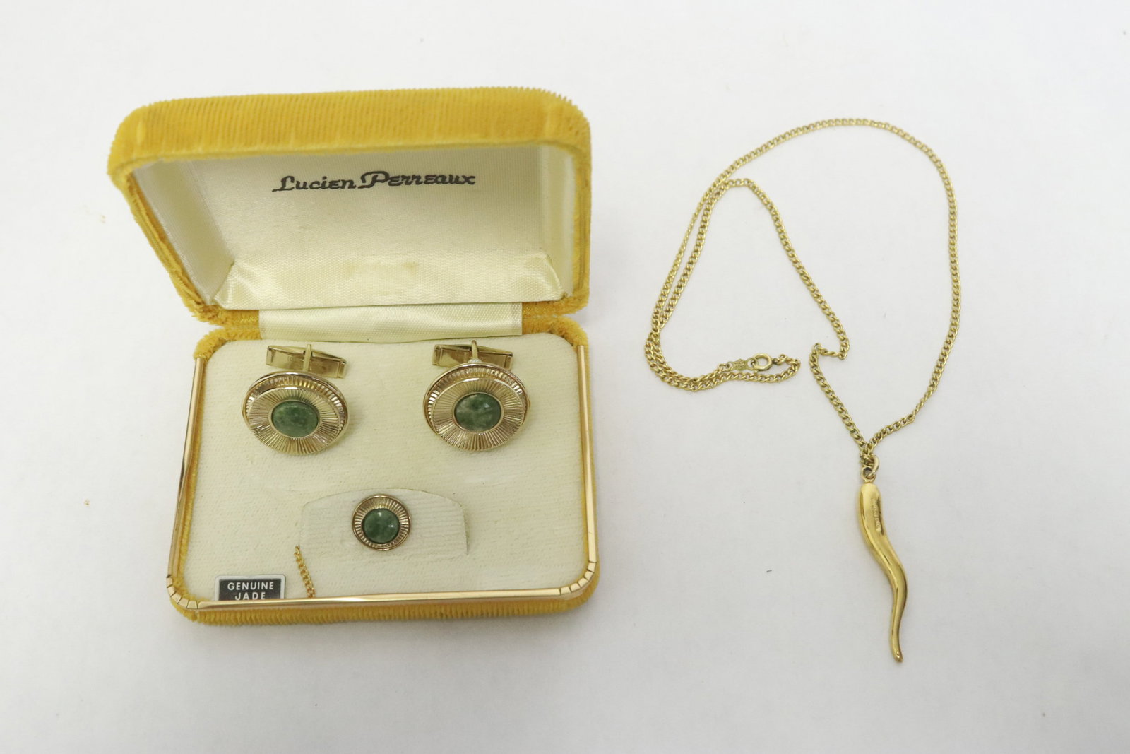 GF pendant with GF necklace, & a 3 pc jade cufflink (1 of 10)