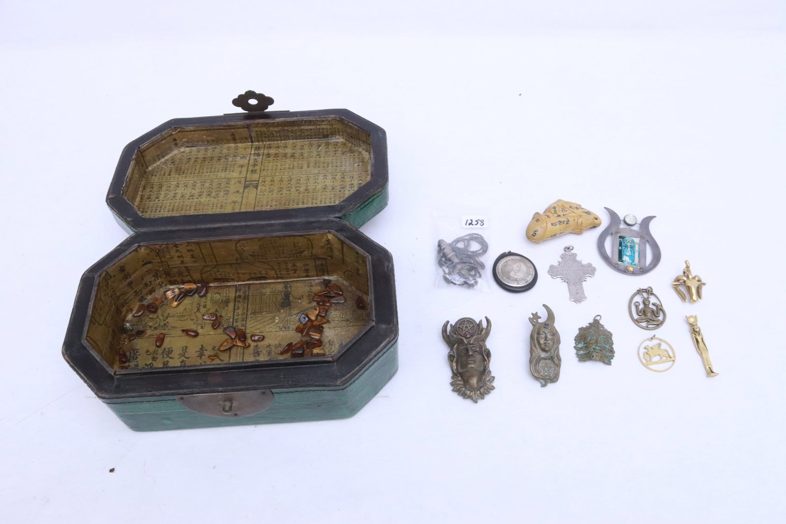 Lot of misc. jewelry in a Chinese box (1 of 4)