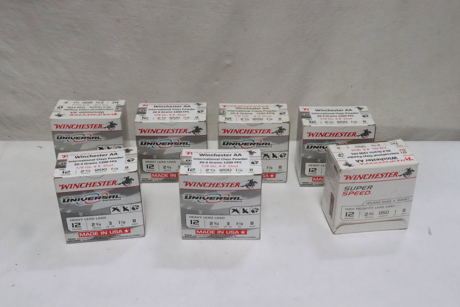 7 boxes Winchester gauge 12 shotgun shells: 7 boxes Winchester gauge 12 shotgun shells, total 175 rounds, NO shipping on this lot, local pickup only