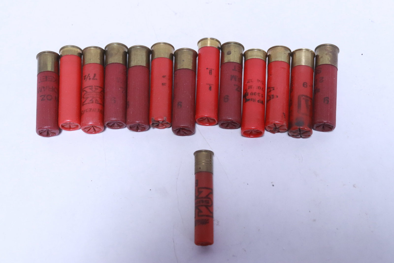 lot of shotgun shell: 13 round gauge 28 shotgun shells, and one round gauge 410 shotgun shell, NO shipping on this lot, local pickup only