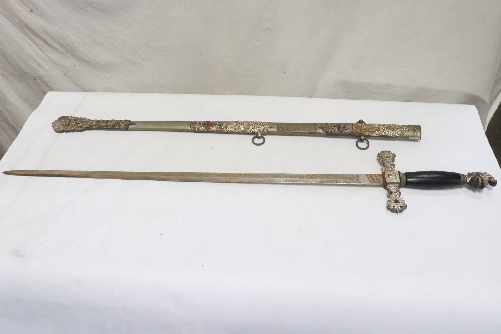 vintage Fourth Degree knights of Columbus fraternal sword: An vintage Fourth Degree knights of Columbus fraternal sword, 35.65"L