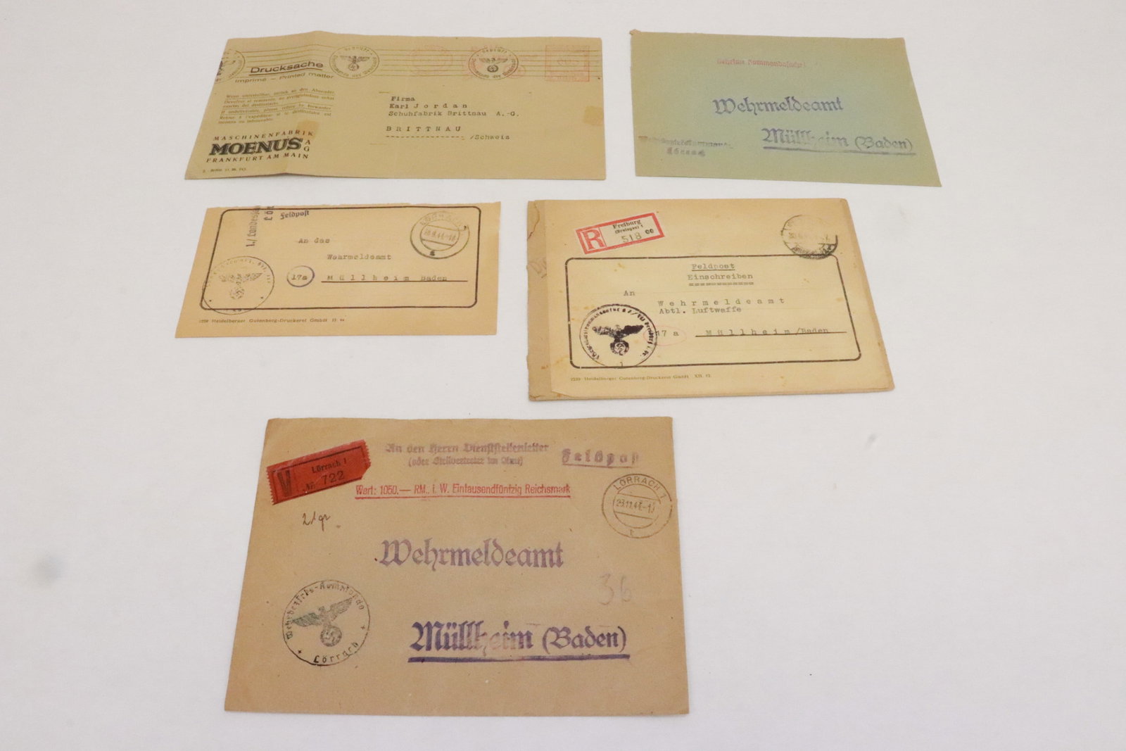 4 German WWII canceled envelops, & a postal card(?) (1 of 10)
