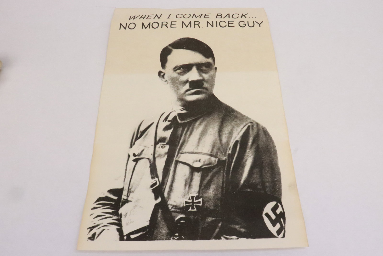 A propaganda poster: A propaganda poster, date unknown, unknown maker, 17"x11"