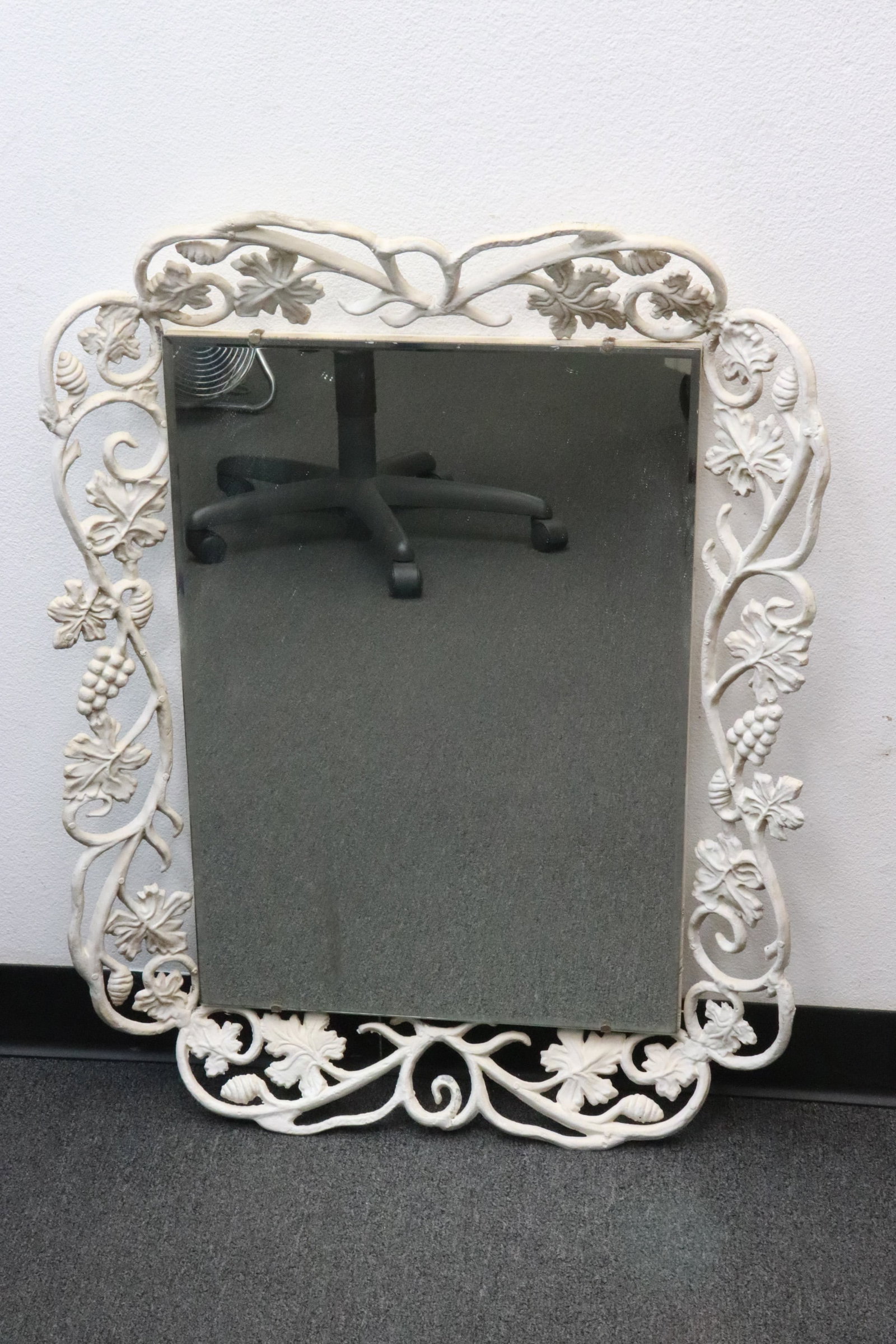 Victorian cast iron framed wall mirror w/ beveled glass (1 of 6)