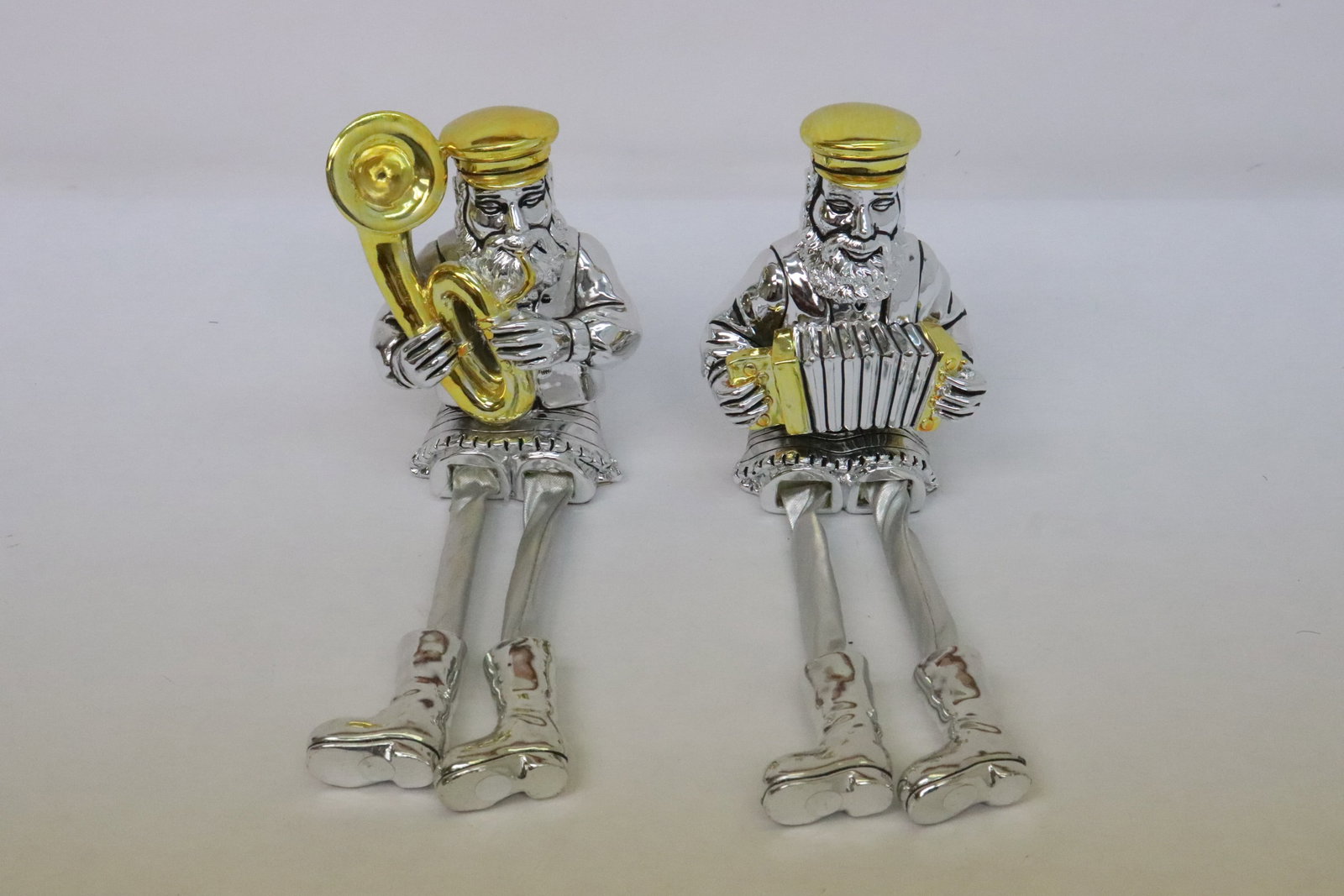 Pair interesting marked sterling musicians: Pair interesting marked sterling musicians, 9.7"H, 9.8"H