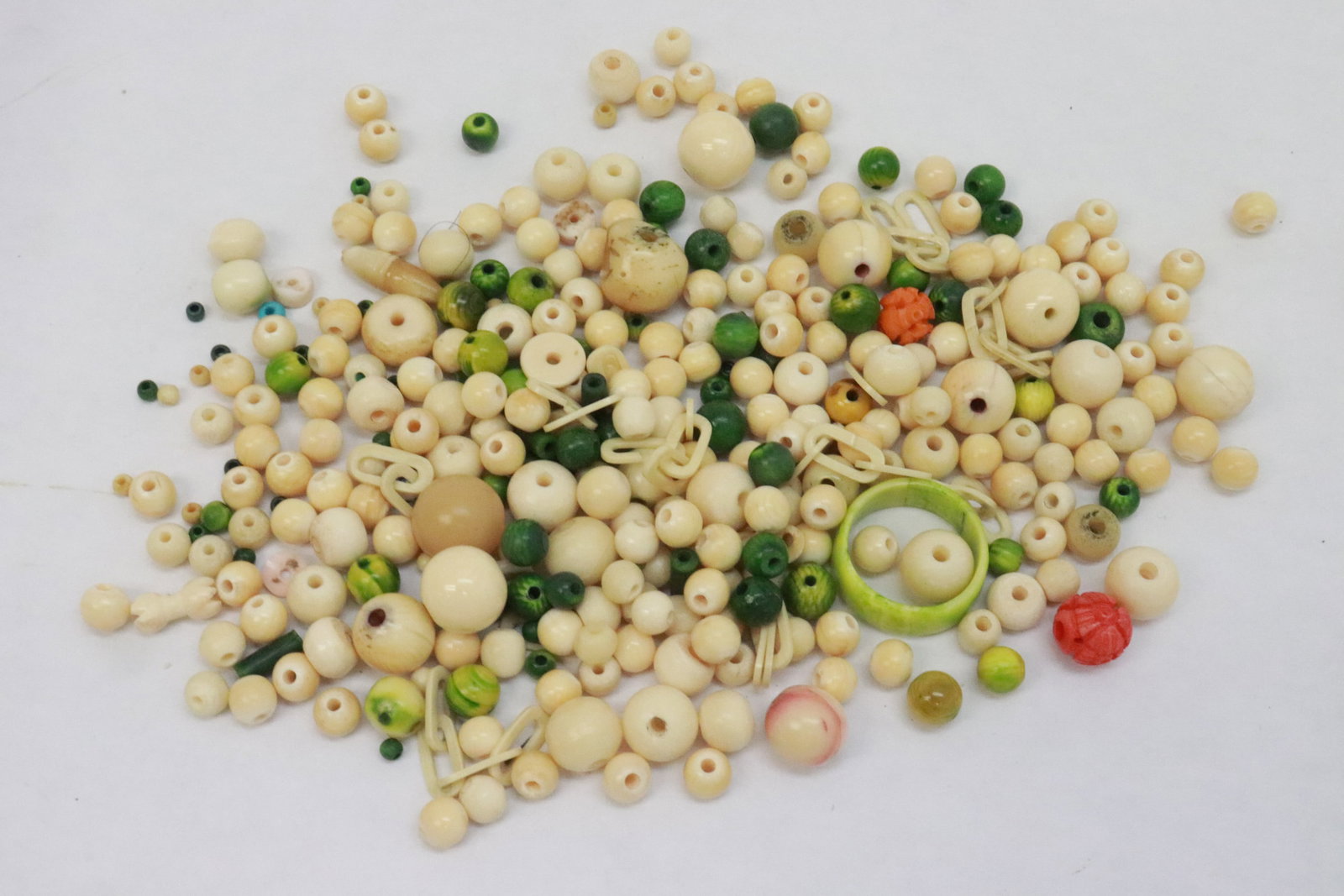 Misc. bone carved beads, etc. - 2