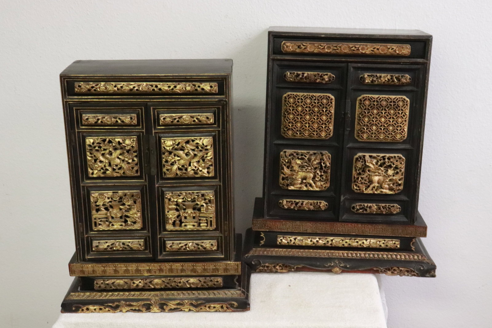 2 Chinese 18th/19th c. painted and gilt wood shrines (1 of 11)