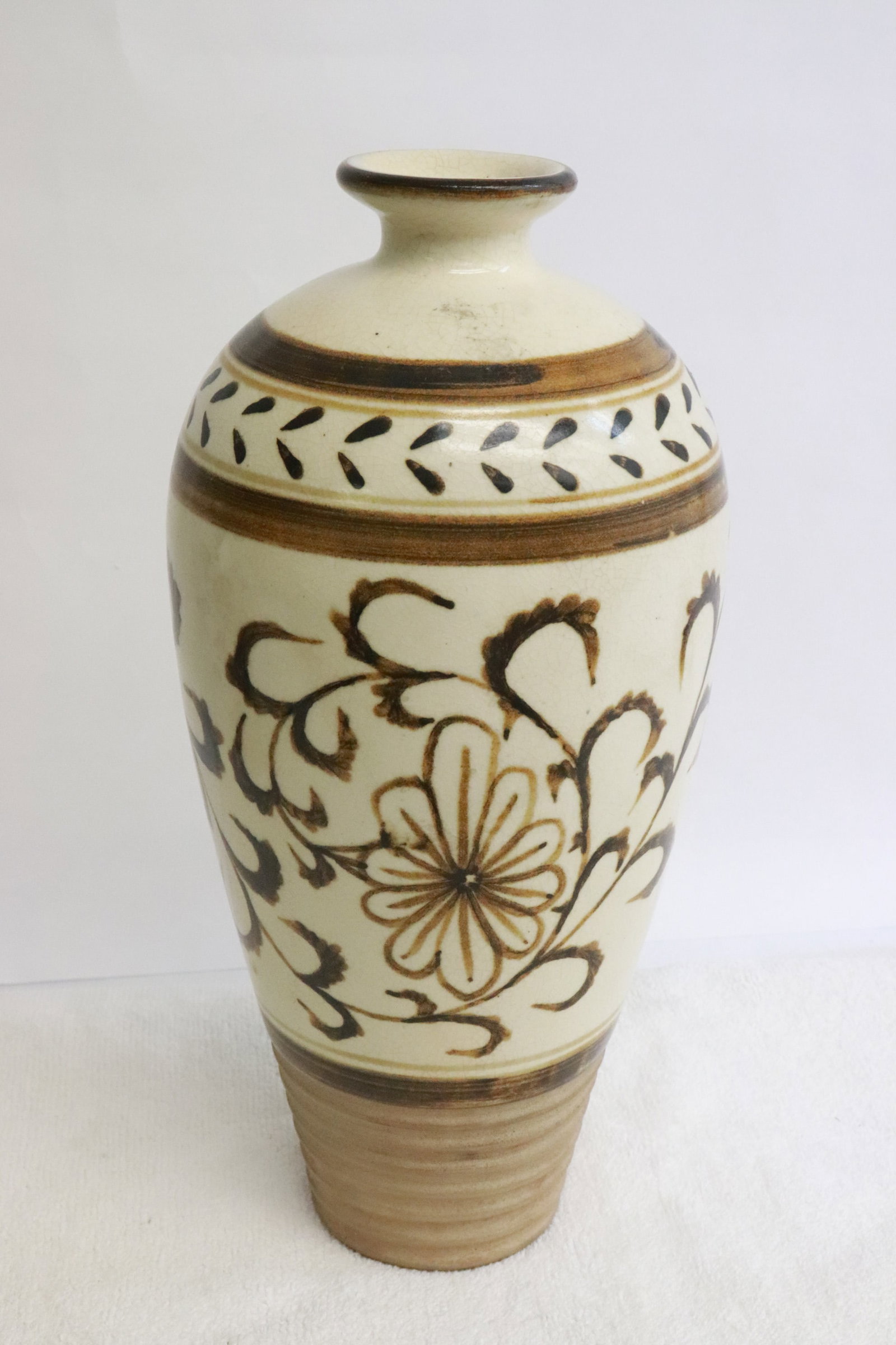 Song style brown on white earthenware meiping: A Song style brown on white earthenware meiping, 10.35"x5.15"dia