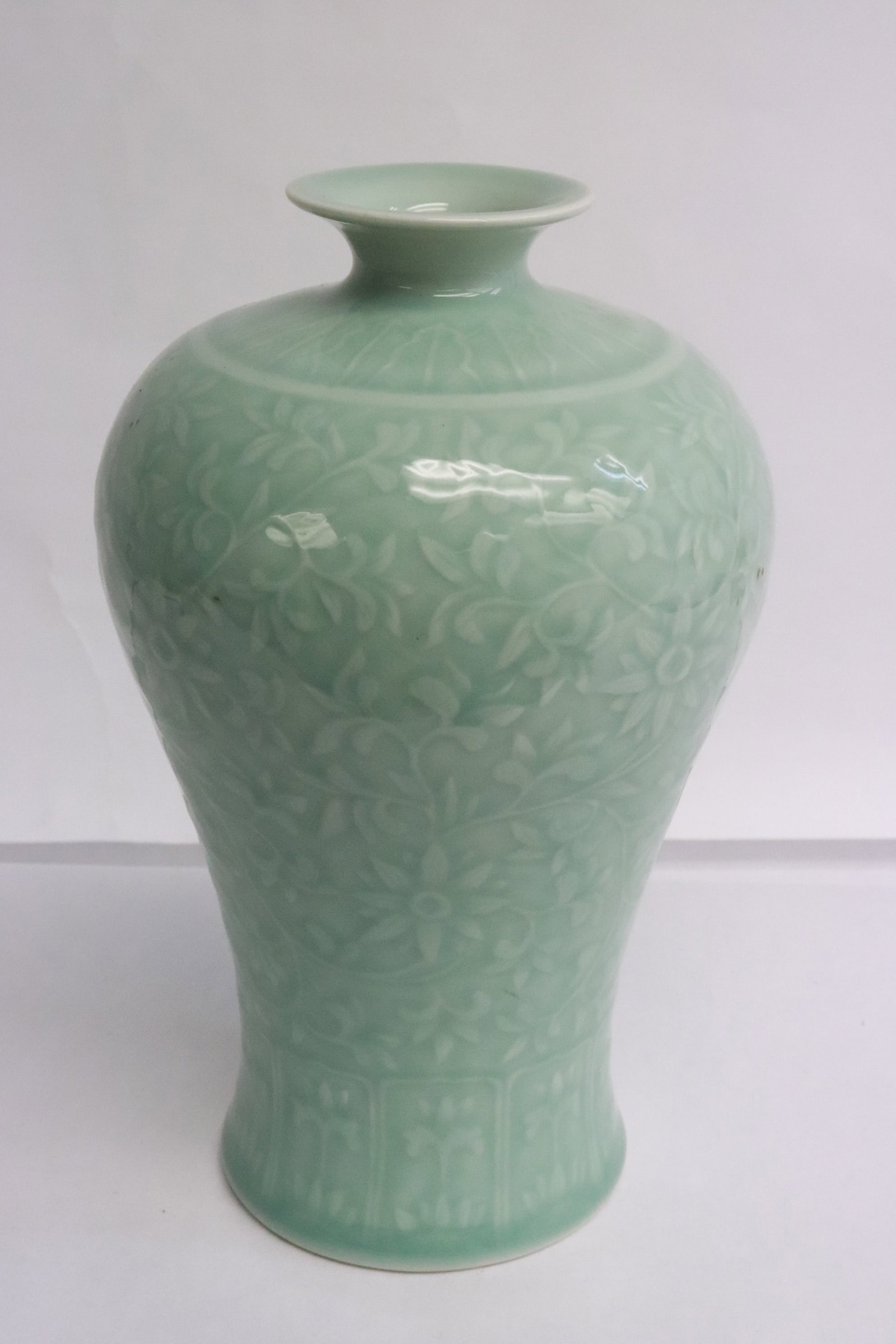 Fine Chinese sky blue porcelain meiping: Fine Chinese sky blue porcelain meiping, 8.8"x5.5"dia