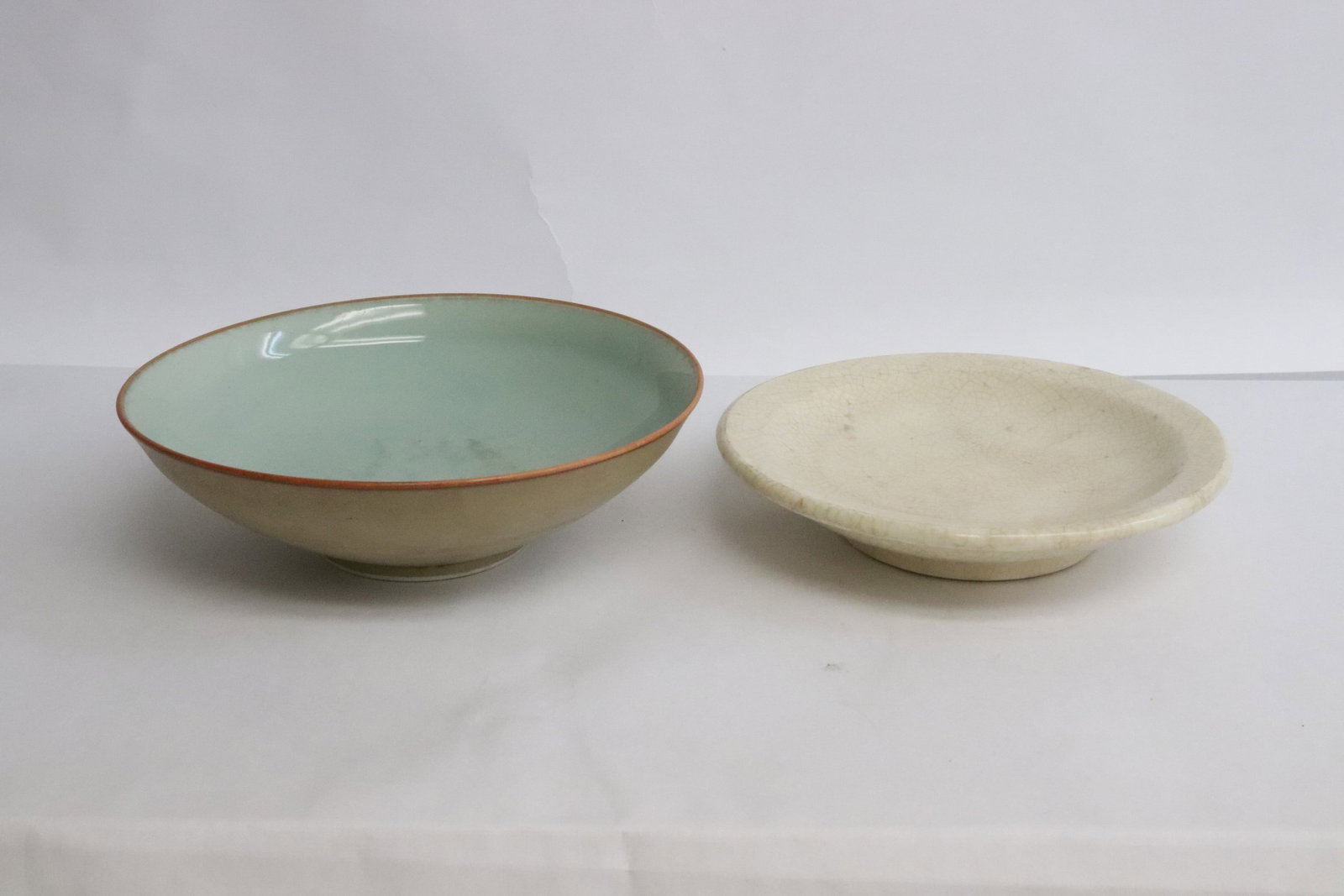 2 Chinese Song style bowl/ plate: 2 Chinese Song style bowl/ plate, 1.3"x5.85"dia, 2.15"x6.45"dia