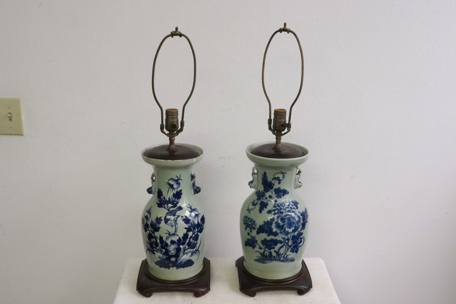2 Chinese 19th c. porcelain vases made as lamps (1 of 5)