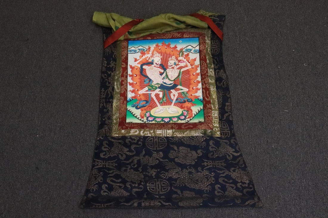 Tibetan hand painted thangka: Tibetan hand painted thangka, 28.8"x22.5"