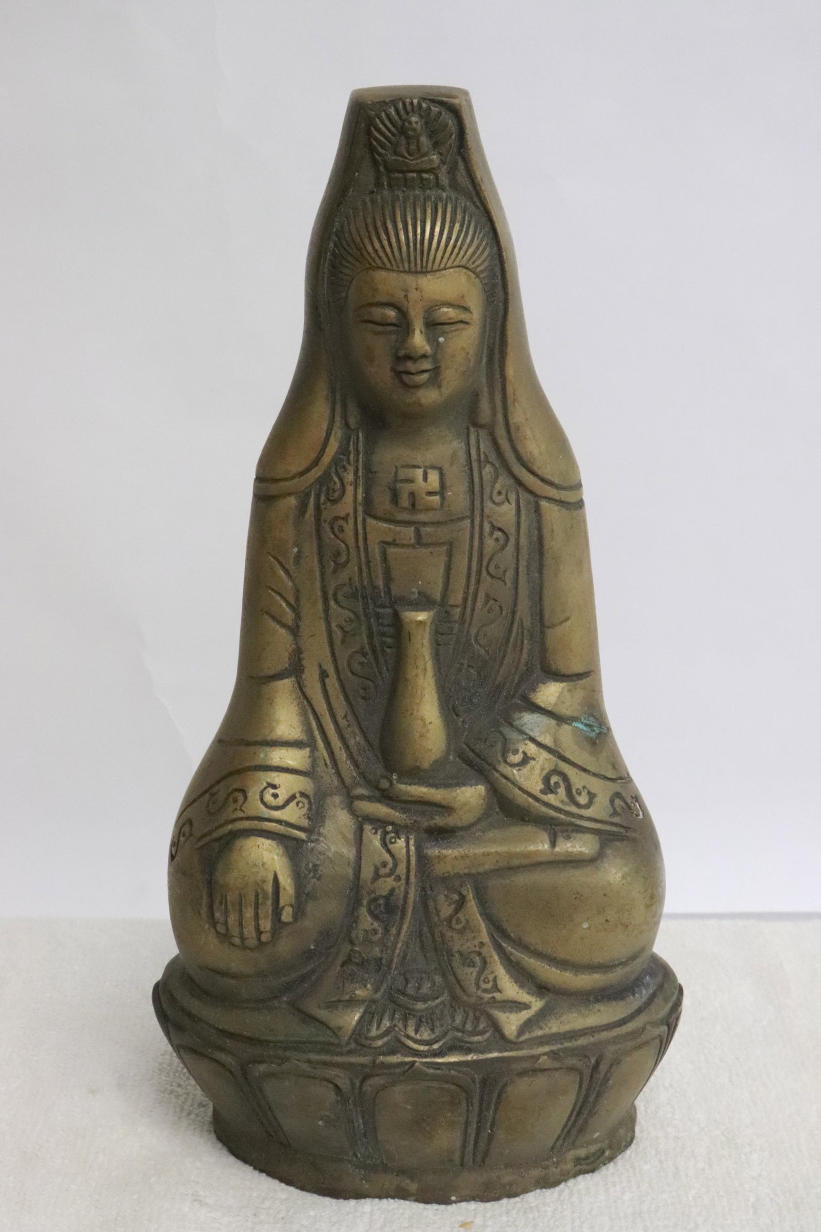 A brass sculpture of deity: A brass sculpture of deity, 9.3"H