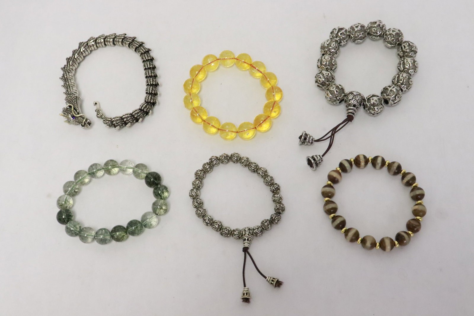 6 bracelets: 6 bracelets (beads:0.33"x0.33"dia - 0.6"x0.6"dia)
