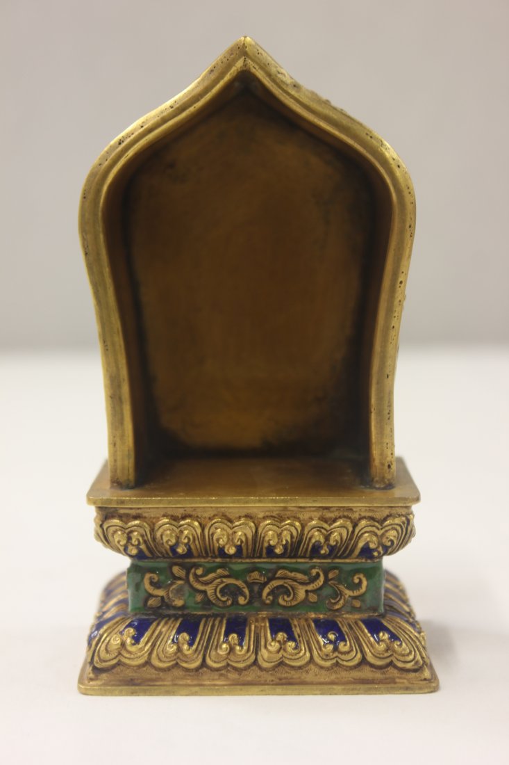Chinese enamel on gilt bronze Buddha's altar: Chinese enamel on gilt bronze Buddha's altar, 5"Hx2.9"x2.1"