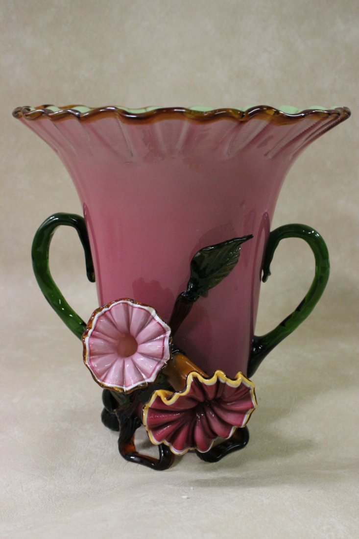 A very fancy art glass vase: A very fancy art glass vase, possibly by Stevens and Williams, 10.75"Hx9.5"dia