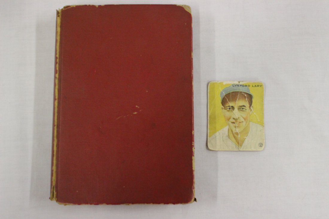 A big league chewing gum baseball card & a signed book: A big league chewing gum baseball card (2.9"x4.3") of Lynford Lary (condition poor), and a book (7.8"x5.5") "the magnificent Yankees" autographed by Lynford Lary