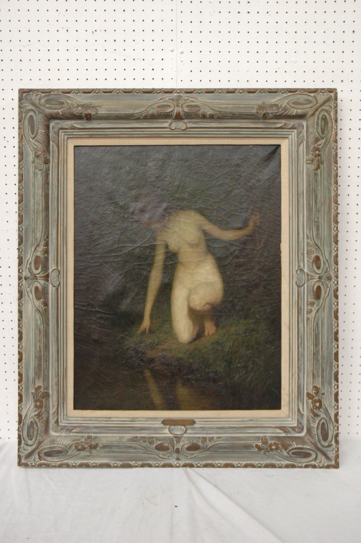 o/c "nude" by New York artist Warren Davis: Oil on canvas "nude" by New York artist Warren Davis (1865-1928), 27.5"x21.5"