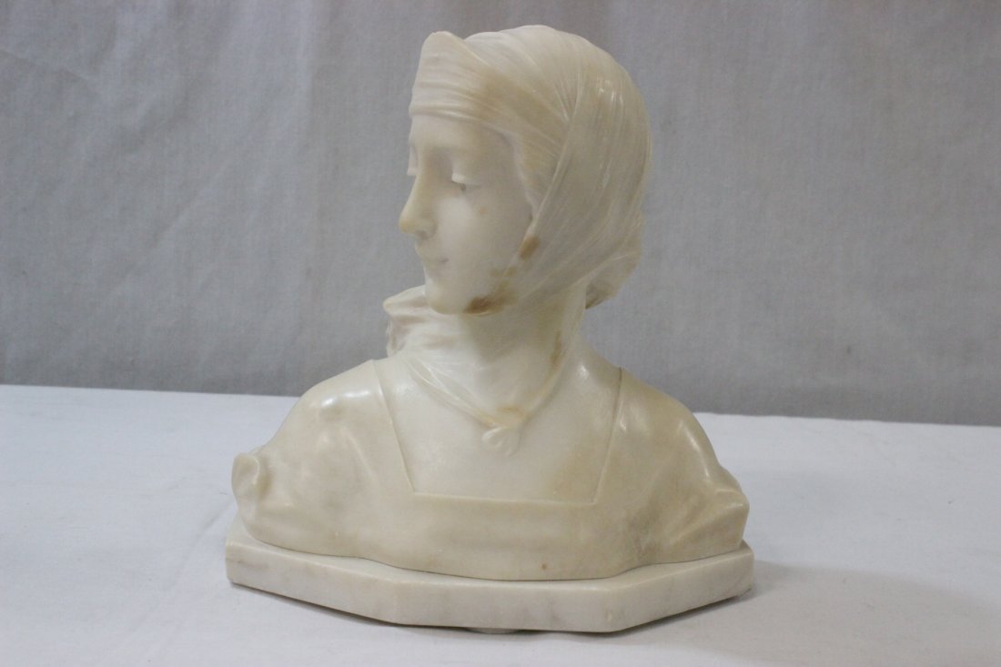 A beautiful French alabaster sculpture: A beautiful French alabaster sculpture of a maid, 9.7"H