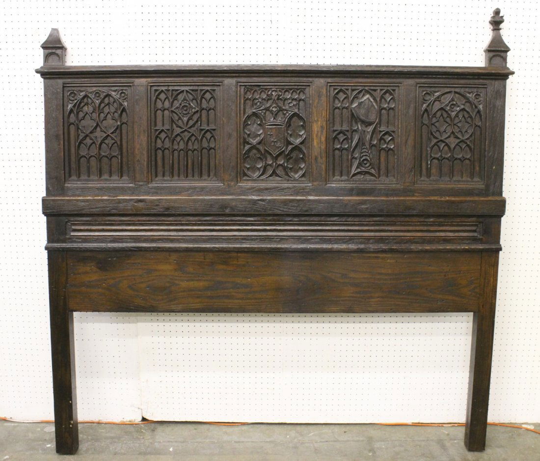 18th century gothic style oak headboard