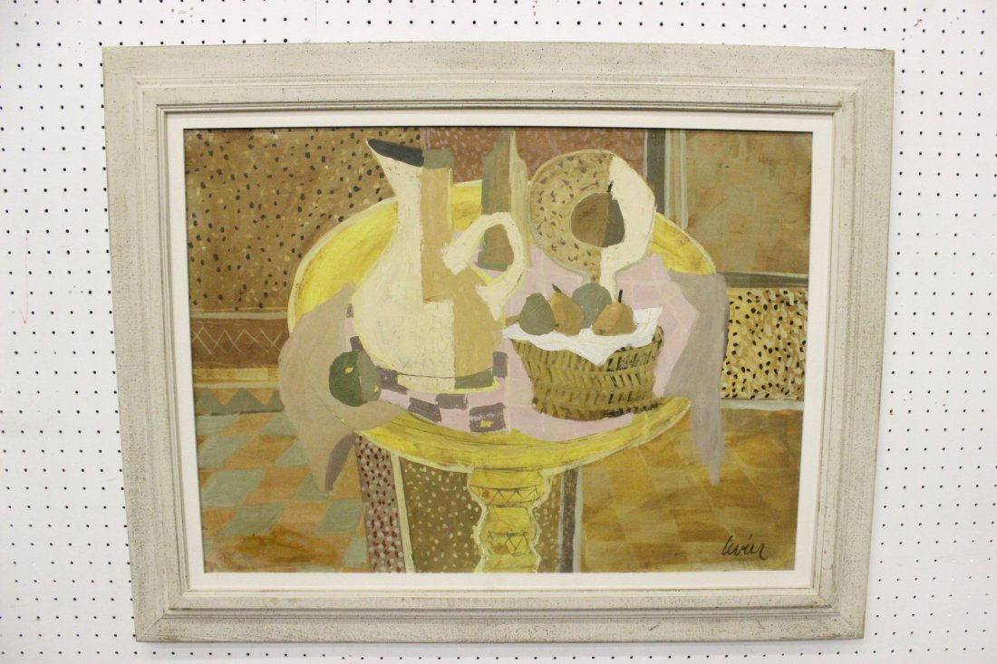 Pastel/gauche on board by Charles Levier: Pastel/gauche on board "still life" by California/New York artist Charles Levier (1920-2003), 21.6"x29.5"