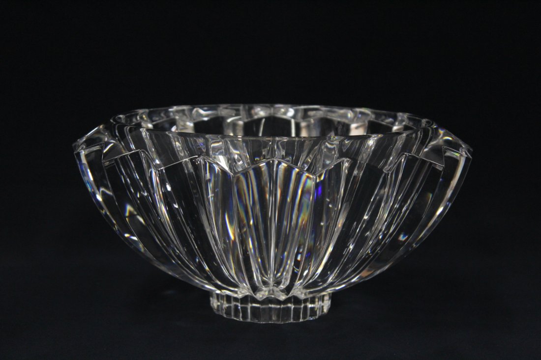 Large Orrefors crystal center bowl: Large Orrefors crystal center bowl, 4.9"Hx10.1"dia