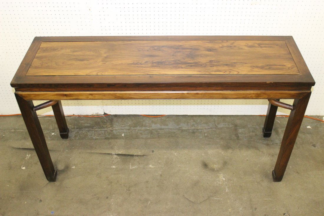 Chinese vintage huanghuali wood scholar table: Chinese vintage huanghuali wood scholar table, 31.9"Hx59"x17.7"