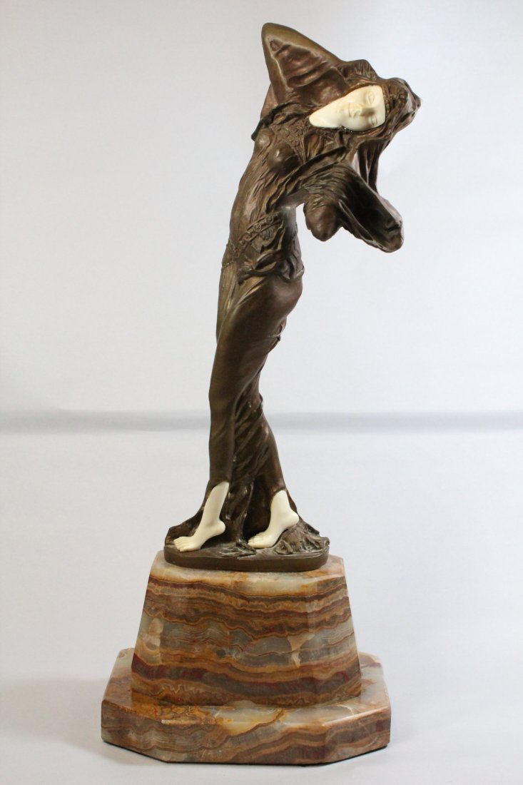 bronze sculpture on marble stand, signed Chiparus (1 of 10)