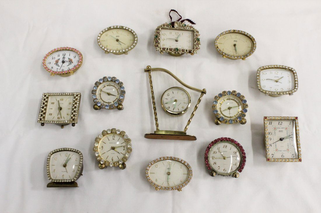 14 vintage rhinestone decorated alarm clocks (1 of 10)