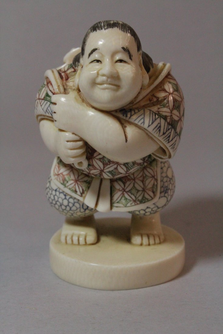 Japanese early 20th c. ivory carved okimono (1 of 10)