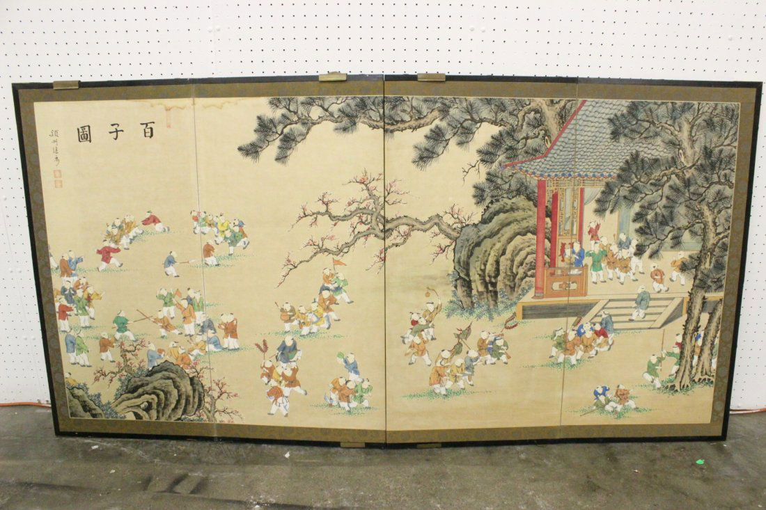 Chinese antique room divider with w/c paintings (1 of 10)