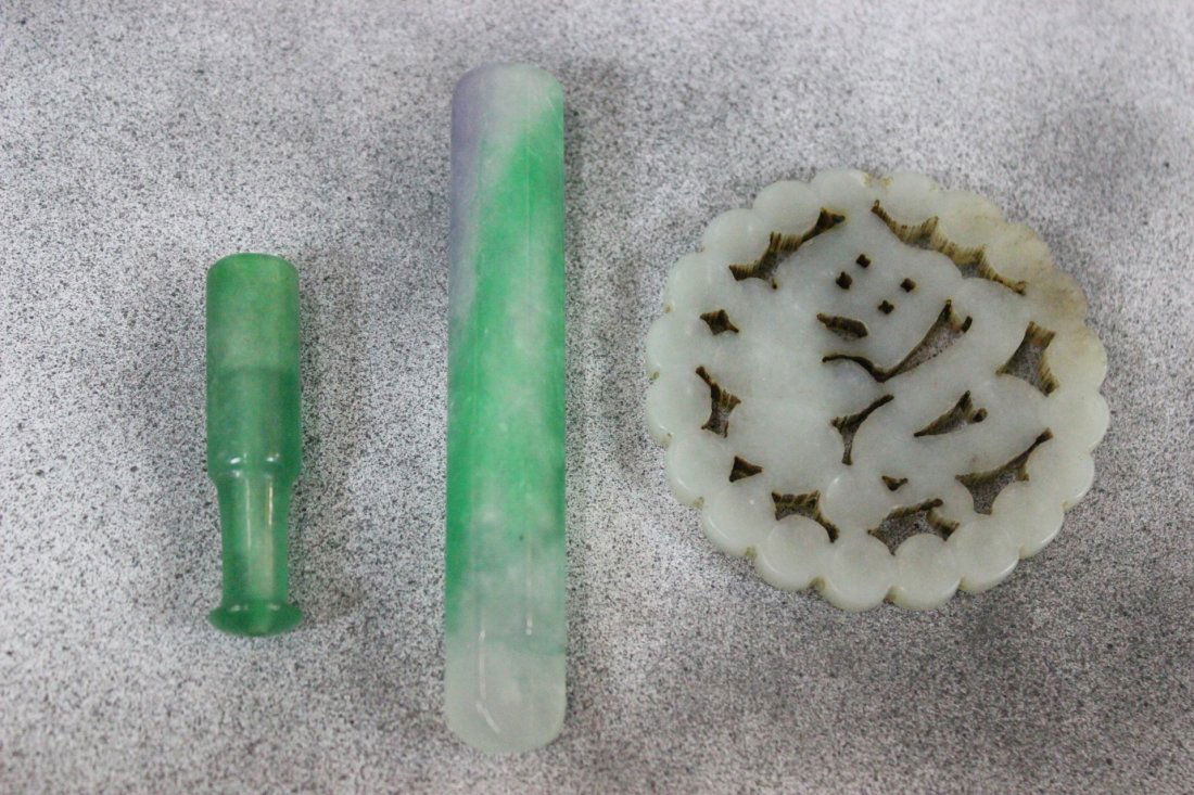 jade ornament, and 2 jadeite cigarette holders (1 of 10)