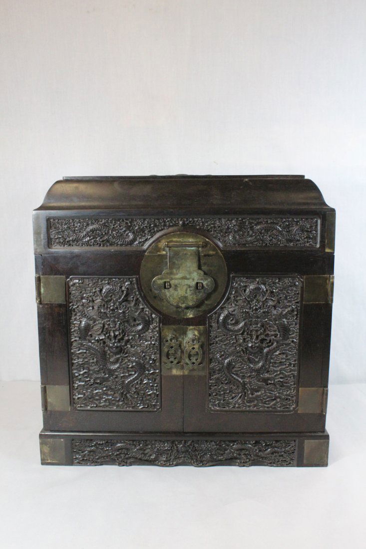A beautiful Chinese zitan wood document chest (1 of 10)