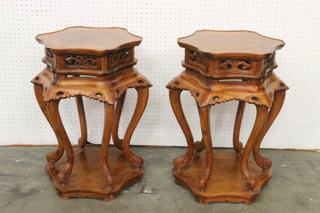 Pair beautiful huanghuali wood pedestal tables (1 of 10)