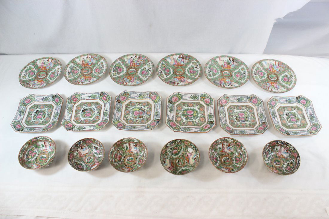 18pc Chinese 19th/20th c. rose canton porcelains (1 of 10)