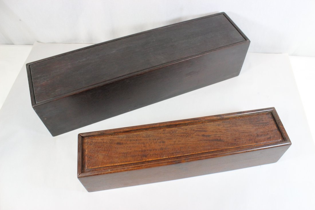 2 Chinese hardwood scroll boxes (1 of 10)