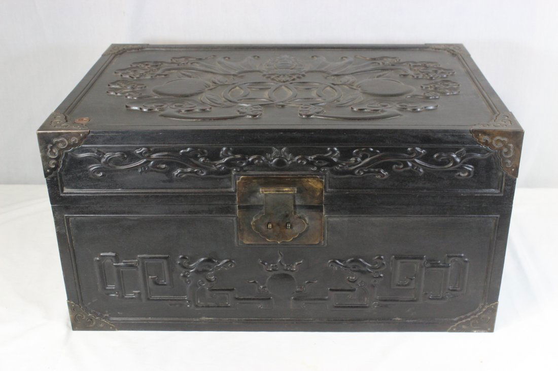 Chinese zitan wood storage chest (1 of 10)