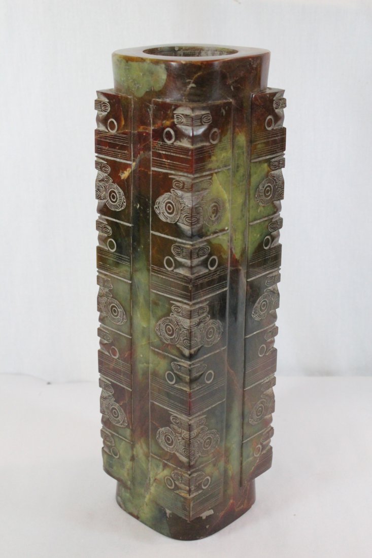A large Chinese jade carved zong (1 of 10)