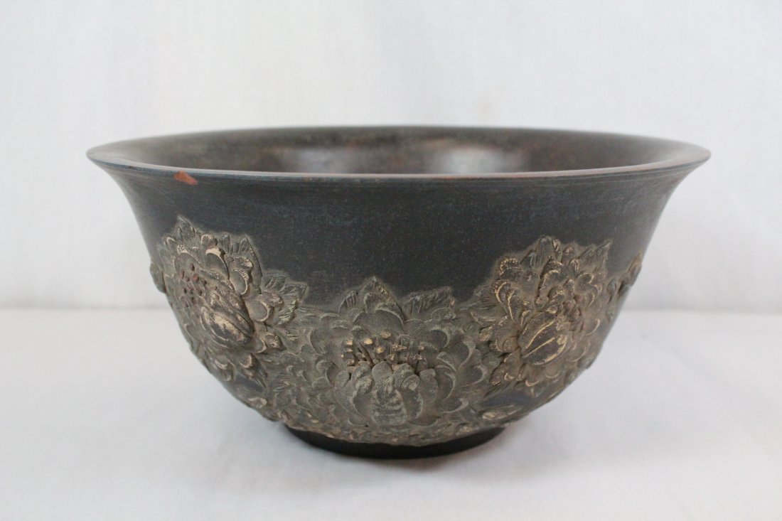 A large chinese possible Yixing clay pottery bowl (1 of 10)