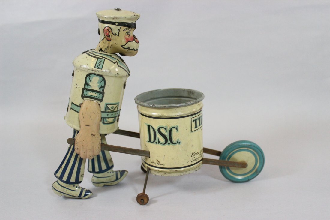 Vintage tin toy "tidy Tim": Vintage tin toy "tidy Tim", 7.5"H