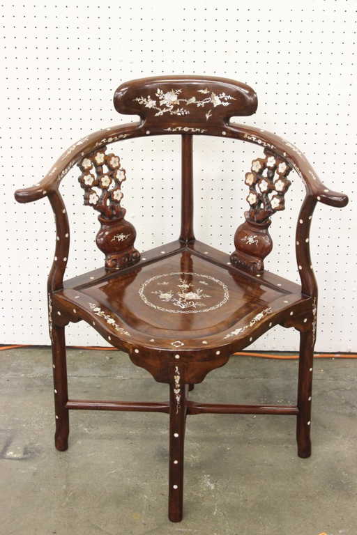 Rosewood Corner Chair With Mother Of Pearl Inlaid - Rosewood Corner Chair With Mother Of Pearl Inlaid