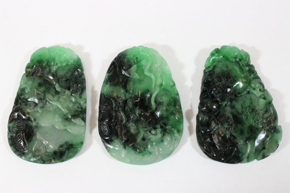 3 jadeite stone carved ornaments (1 of 10)