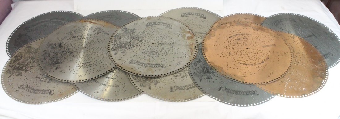20 Victorian metal discs for disc player: 20 Victorian metal discs (15.5"dia each) for disc player