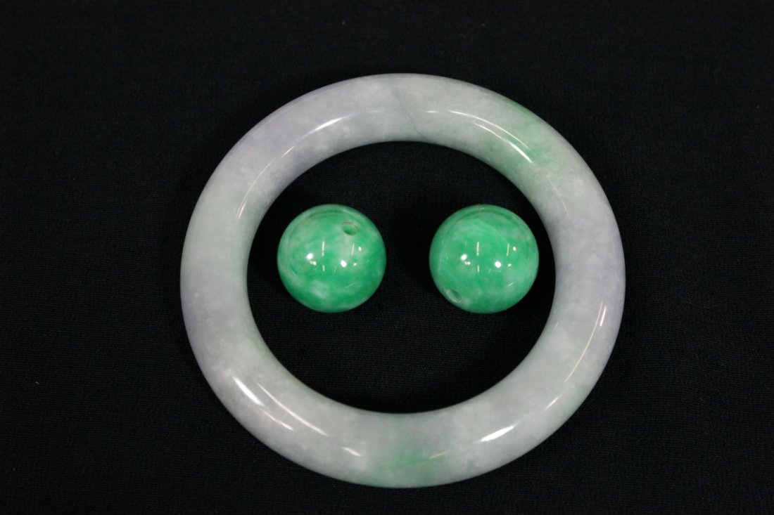 2 jadeite beads, and jadeite bangle bracelet (1 of 10)